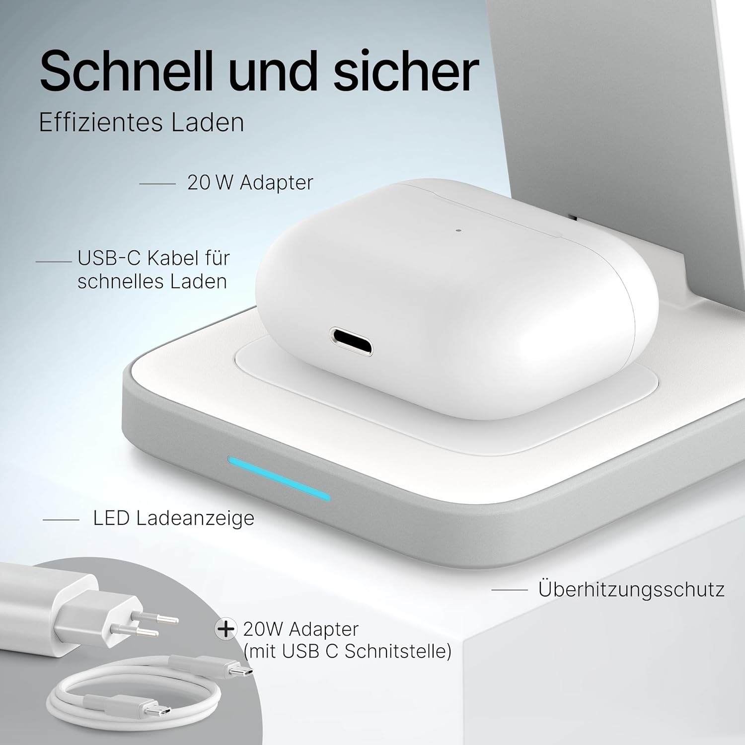 Tegler One Classic White – 3-in-1 MagSafe Ladestation
