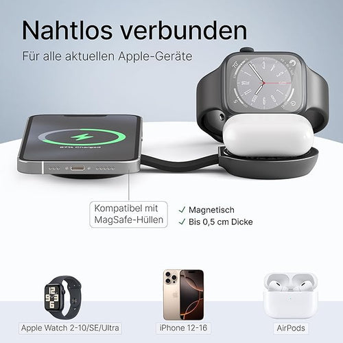 Tegler One Go – 3-in-1 faltbare MagSafe Ladestation
