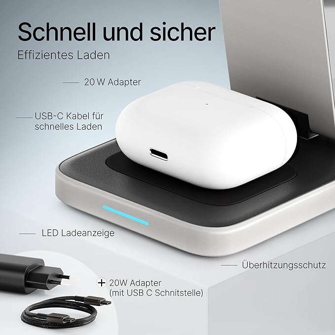 Tegler One Classic Black – 3-in-1 MagSafe Ladestation
